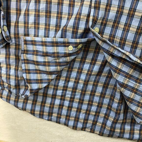 MINE Men’s Long Sleeve Classic Fit Orange Blue Checked Button Down Shirt Sz 2XB - Picture 6 of 11